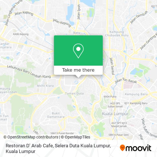 Peta Restoran D' Arab Cafe, Selera Duta Kuala Lumpur