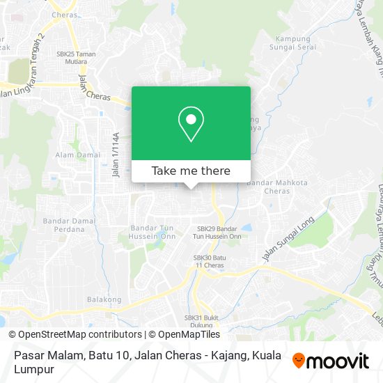 Peta Pasar Malam, Batu 10, Jalan Cheras - Kajang