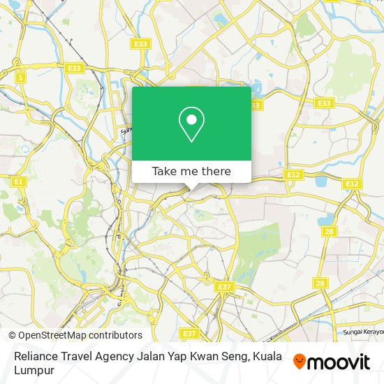 Reliance Travel Agency Jalan Yap Kwan Seng map