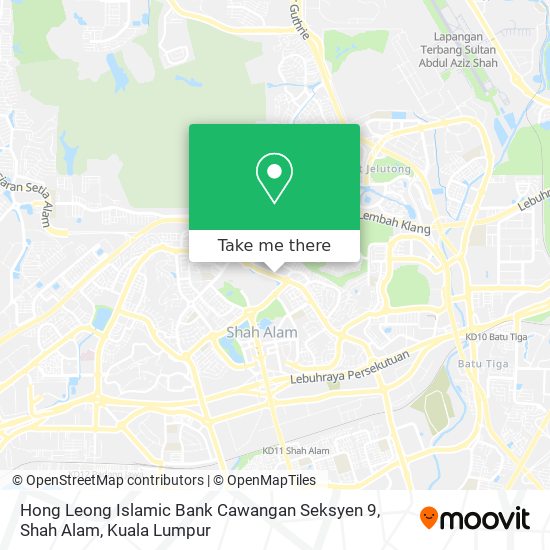 Peta Hong Leong Islamic Bank Cawangan Seksyen 9, Shah Alam