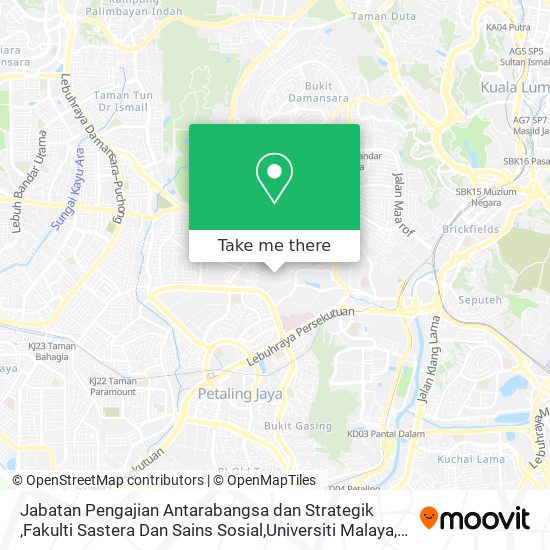 Jabatan Pengajian Antarabangsa dan Strategik ,Fakulti Sastera Dan Sains Sosial,Universiti Malaya map