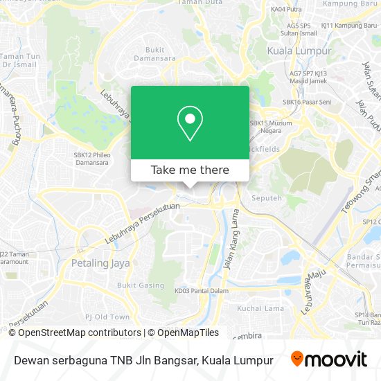 Peta Dewan serbaguna TNB Jln Bangsar