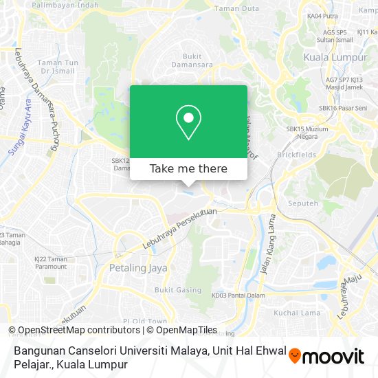 Bangunan Canselori Universiti Malaya, Unit Hal Ehwal Pelajar. map
