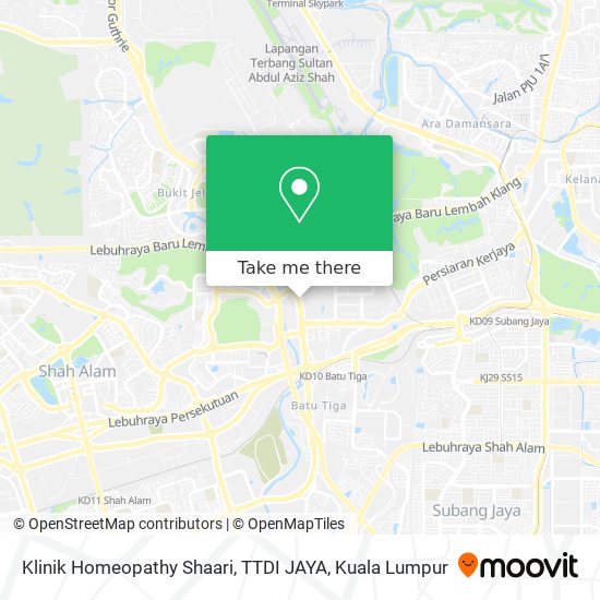 Peta Klinik Homeopathy Shaari, TTDI  JAYA