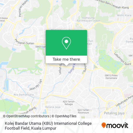 Kolej Bandar Utama (KBU) International College Football Field map