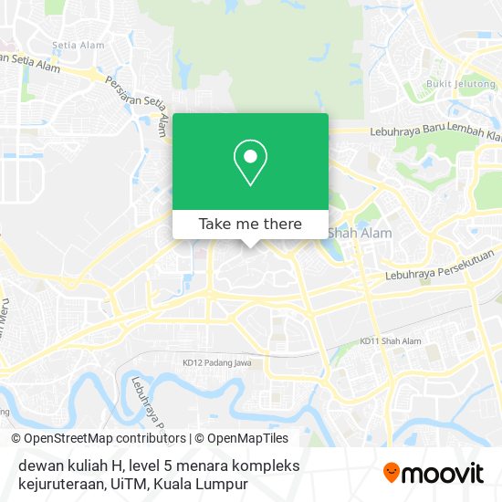 Peta dewan kuliah H, level 5 menara kompleks kejuruteraan, UiTM