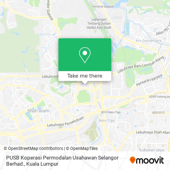 PUSB Koperasi Permodalan Usahawan Selangor Berhad. map