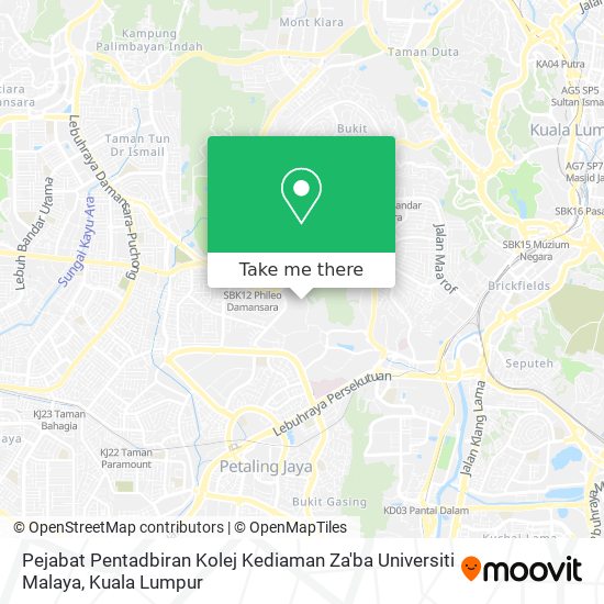Peta Pejabat Pentadbiran Kolej Kediaman Za'ba Universiti Malaya