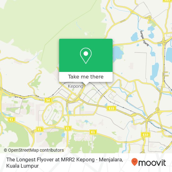 Peta The Longest Flyover at MRR2 Kepong - Menjalara