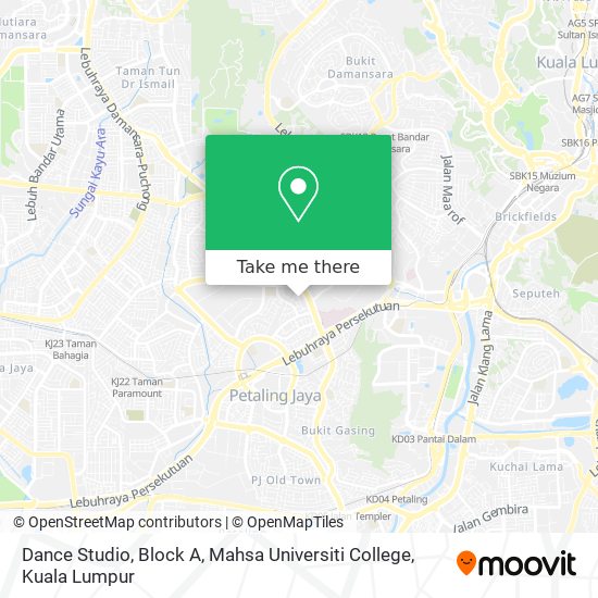 Dance Studio, Block A, Mahsa Universiti College map