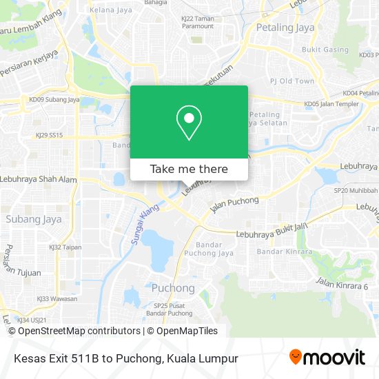 Kesas Exit 511B to Puchong map