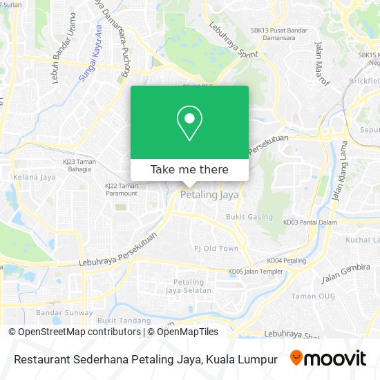Peta Restaurant Sederhana Petaling Jaya