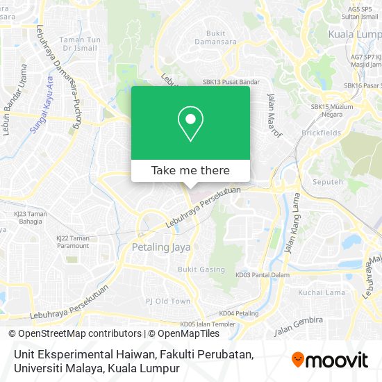 Peta Unit Eksperimental Haiwan, Fakulti Perubatan, Universiti Malaya