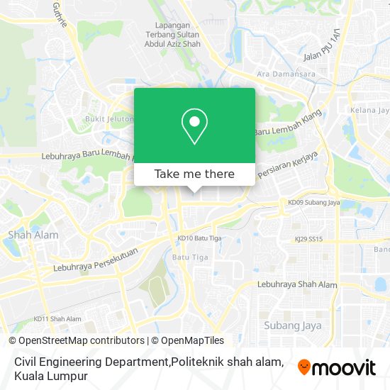 Civil Engineering Department,Politeknik shah alam map