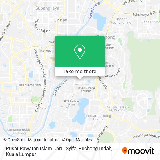 Peta Pusat Rawatan Islam Darul Syifa, Puchong Indah