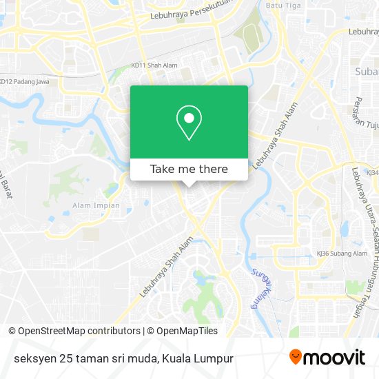 Bagaimana untuk pergi ke seksyen 25 taman sri muda di Shah Alam