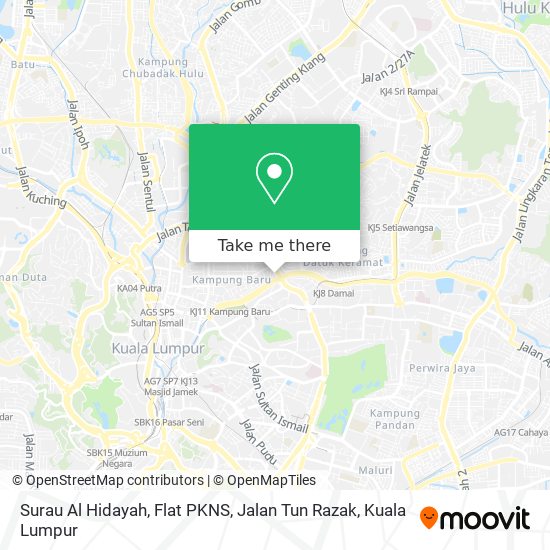 Peta Surau Al Hidayah, Flat PKNS, Jalan Tun Razak