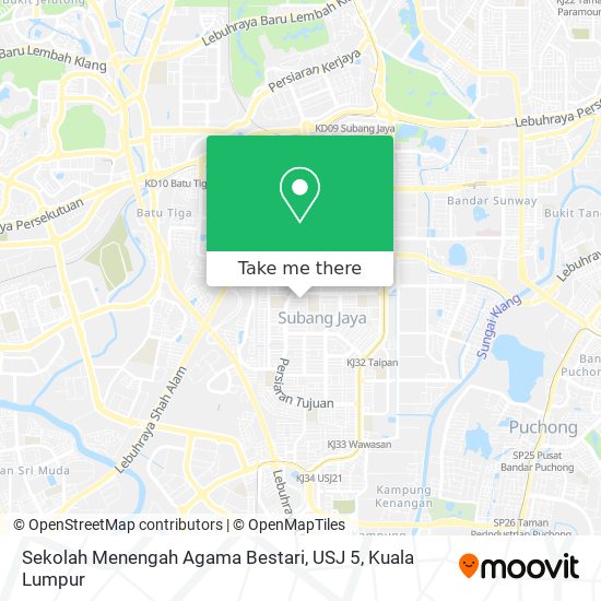 Sekolah Menengah Agama Bestari, USJ 5 map