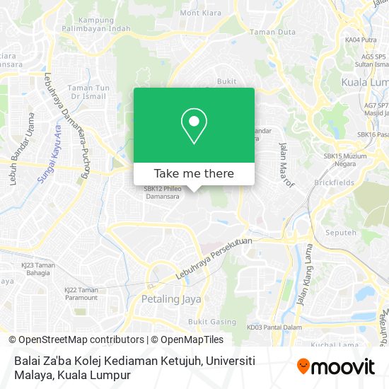 Peta Balai Za'ba Kolej Kediaman Ketujuh, Universiti Malaya