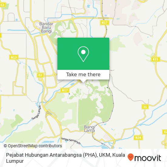 Pejabat Hubungan Antarabangsa (PHA), UKM map