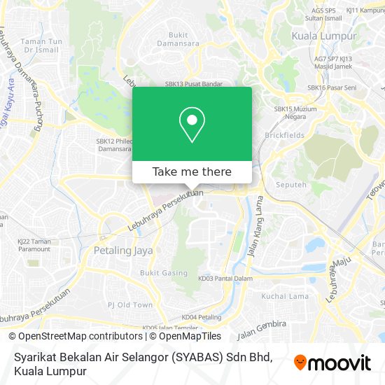 Peta Syarikat Bekalan Air Selangor (SYABAS) Sdn Bhd