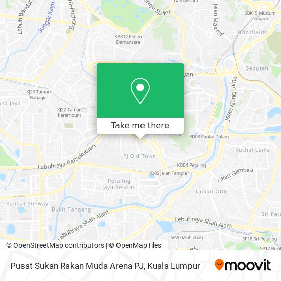 Pusat Sukan Rakan Muda Arena PJ map