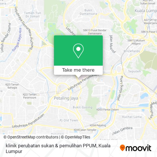 klinik perubatan sukan & pemulihan PPUM map