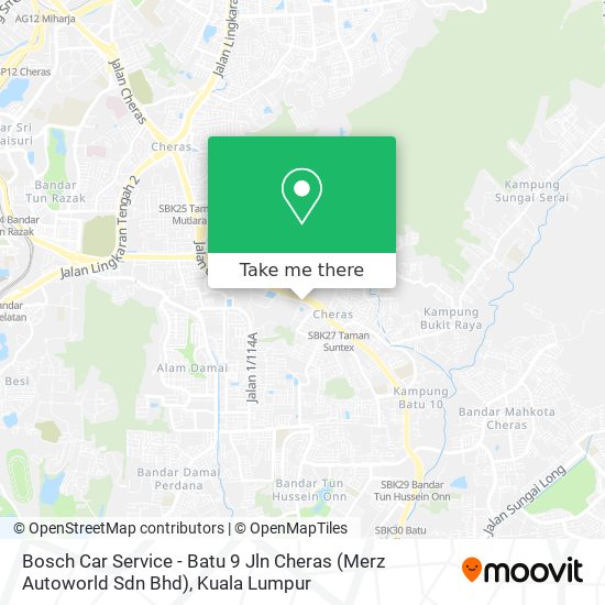 Peta Bosch Car Service - Batu 9 Jln Cheras (Merz Autoworld Sdn Bhd)