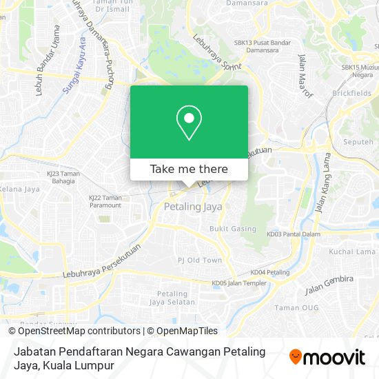 Jabatan Pendaftaran Negara Cawangan Petaling Jaya map