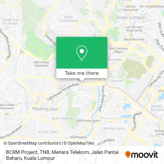 Peta BCRM Project, TNB, Menara Telekom,  Jalan Pantai Baharu