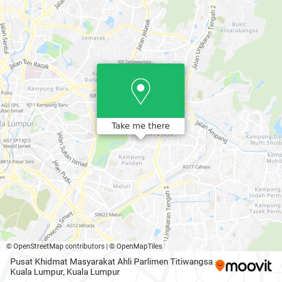 Peta Pusat Khidmat Masyarakat Ahli Parlimen Titiwangsa Kuala Lumpur