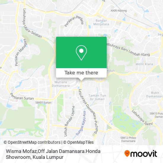 Peta Wisma Mofaz,Off Jalan Damansara.Honda Showroom