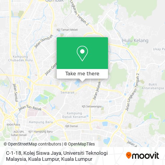 Peta C-1-18, Kolej Siswa Jaya, Universiti Teknologi Malaysia, Kuala Lumpur