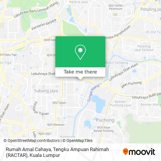 Peta Rumah Amal Cahaya, Tengku Ampuan Rahimah (RACTAR)