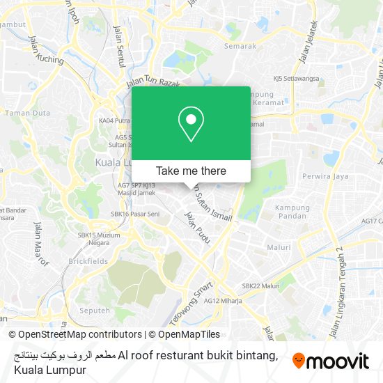 Peta مطعم الروف بوكيت بينتانج Al roof resturant bukit bintang