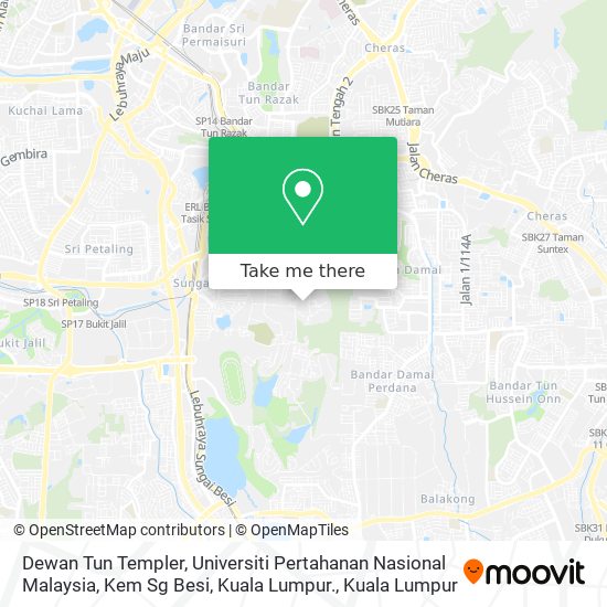Dewan Tun Templer, Universiti Pertahanan Nasional Malaysia, Kem Sg Besi, Kuala Lumpur. map