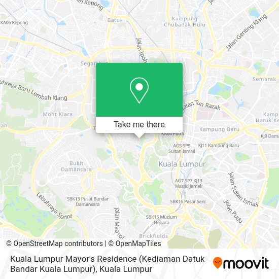 如何坐公交或捷运和轻快铁去kuala Lumpur的kuala Lumpur Mayor S Residence Kediaman Datuk Bandar Kuala Lumpur