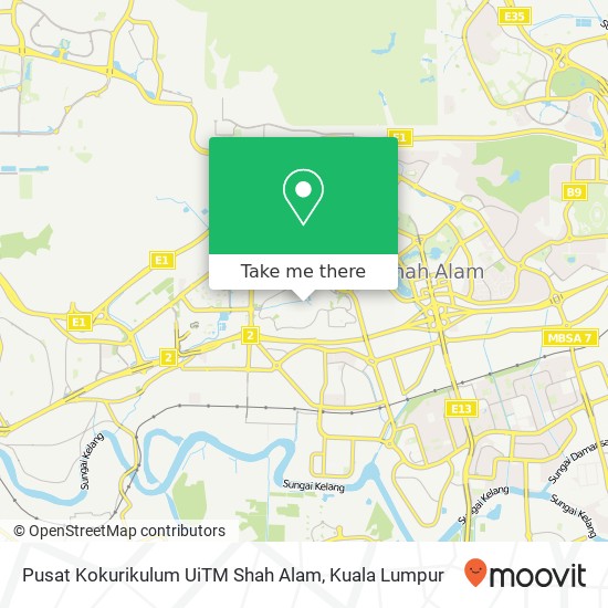 Pusat Kokurikulum UiTM Shah Alam map