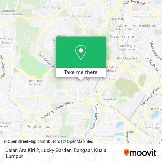 Peta Jalan Ara Kiri 2, Lucky Garden, Bangsar