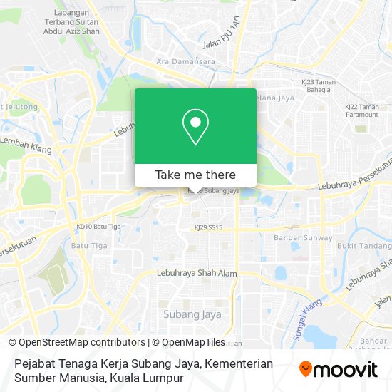 Pejabat Tenaga Kerja Subang Jaya, Kementerian Sumber Manusia map
