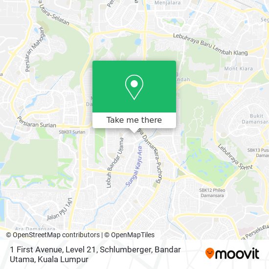Peta 1 First Avenue, Level 21, Schlumberger, Bandar Utama