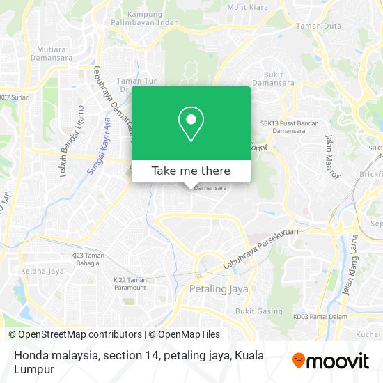 Peta Honda malaysia, section 14, petaling jaya