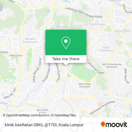 klinik kesihatan DBKL @TTDI map