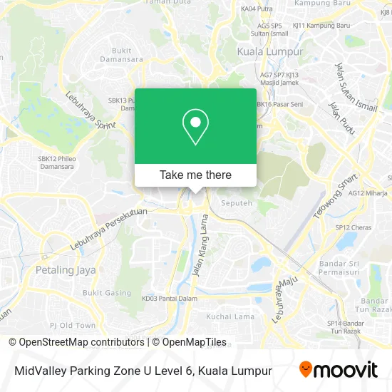 MidValley Parking Zone U Level 6 map