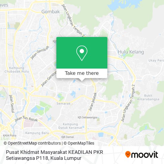 Peta Pusat Khidmat Masyarakat KEADILAN PKR Setiawangsa P118