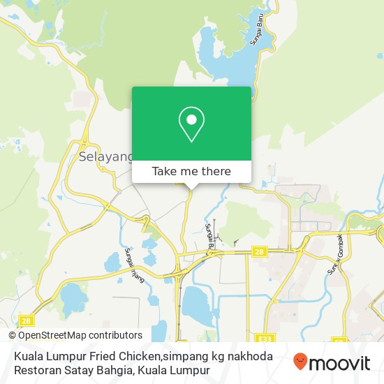 Peta Kuala Lumpur Fried Chicken,simpang kg nakhoda Restoran Satay Bahgia