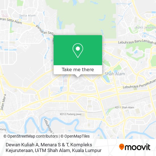 Peta Dewan Kuliah A, Menara S & T, Kompleks Kejuruteraan, UiTM Shah Alam