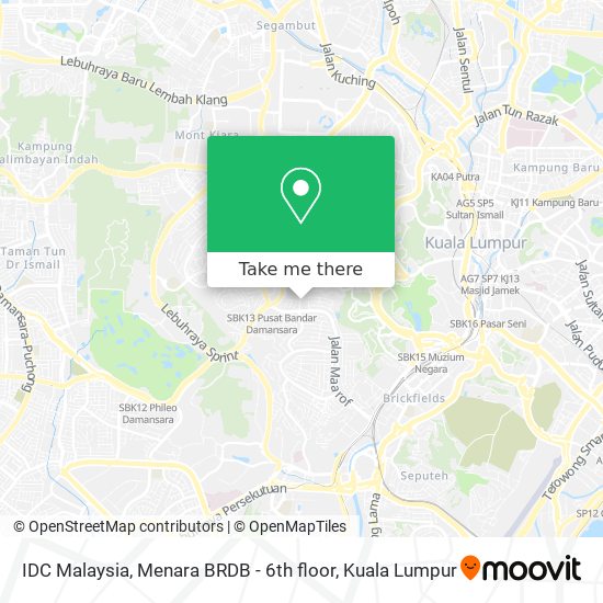 Peta IDC Malaysia, Menara BRDB - 6th floor
