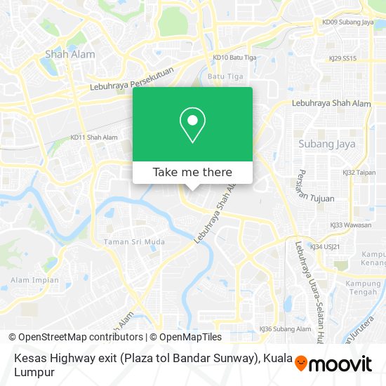 Peta Kesas Highway exit (Plaza tol Bandar Sunway)