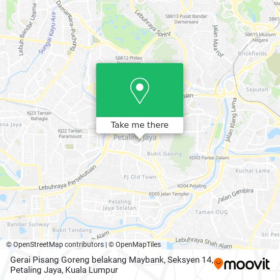 Peta Gerai Pisang Goreng belakang Maybank, Seksyen 14, Petaling Jaya